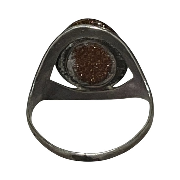 Vintage Navajo Sunstone Stamped Sterling Silver Ring from 1920's sz 4 - Picture 5 of 9